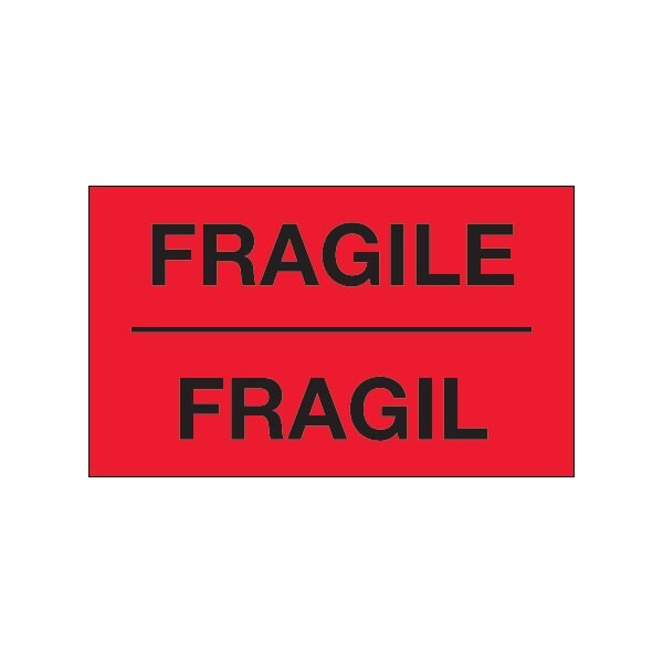 Bsc Preferred 3 x 5'' - ''Fragil'' Fluorescent Red Bilingual Labels BUY00024113 - main
